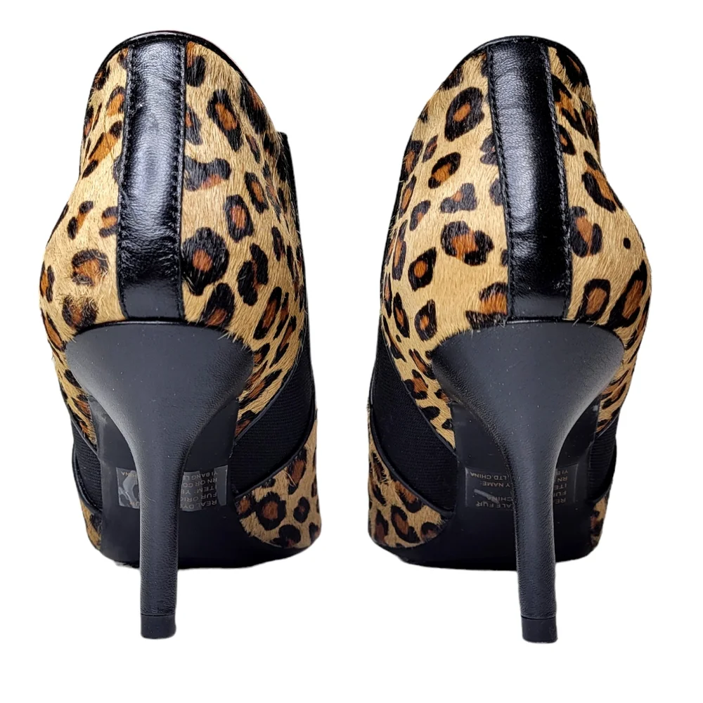 Vaneli Womens Karee Calf Hair High Heeled Ankle Boots Brown Leopard Size 8.5 NEW